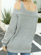 Autumn New Sexy Sling Strapless Solid Color Casual Long-sleeved Sweater