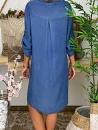 Lady Elegant V-neck Denim Dress