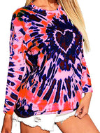 Autumn Love Tie-dye Printed Long-sleeved T-shirt