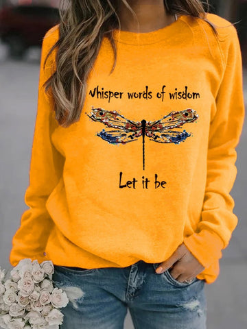 Dragonfly Print Crew Neck Sweatshirt