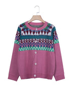 Pure Color Printed Knitted Sweater Sweater