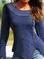 Retro Split Long Sleeve Knitted Sweater