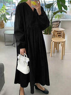 Cotton Linen Loose Lantern Sleeve Dress