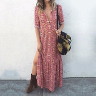 Summer New Printed Split Dress