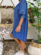 Lady Elegant V-neck Denim Dress