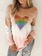 Women's Gradient Colored Love Long Sleeve T-Shirt