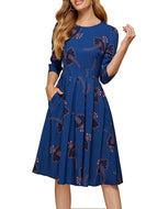 Floral Retro Pleated Long Dress