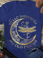 Moon Dragonfly Print Short-sleeved T-shirt