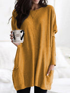 Round Neck Solid Color Loose Casual Long-sleeved Sweater