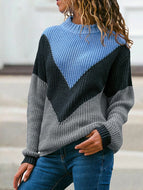 Relaxed Long Sleeve Ribbed Knit Sweater