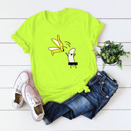 Summer Spoof Banana Undress Print Crew Neck Short Sleeve Fashion Fashion All-match Casual T-Shirt Tops