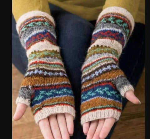 Knitted Female Fingerless Back Knitted Gloves