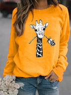 Giraffe Print Hooded Sweatshirt