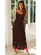 Big Swing Skirt Maxi Dresses European Beauty Bohemian V-Neck Sling Floral Dress For Holiday