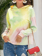 Women's  Tie-dye Printed Gradient Color Hooded Sweatshirt Tops