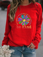 Be Kind Sunflower Print Crew Neck Sweatshirt