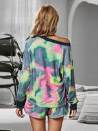 Women Home Wear Two-piece Casual Tie-dye Pajamas Suit