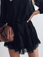 Black V-Neck Long Sleeve Dress