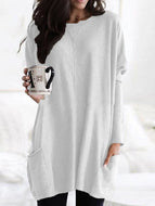 Round Neck Solid Color Loose Casual Long-sleeved Sweater