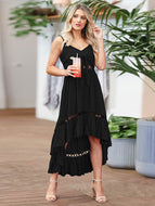 Summer Lace Irregular Suspender Skirt Plus Size Women's Mid-length Skirt Chiffon Slim Dress