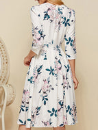 Printed Round Neck A-line Dress