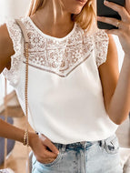 Ruffle Short Sleeve Lace Blouse