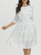 Floral White Ruffle Dress