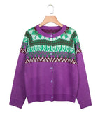 Pure Color Printed Knitted Sweater Sweater