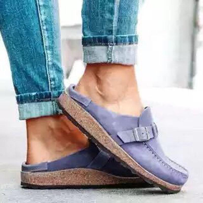 Casual Comfy Leather Slip On Sandals