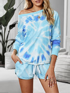 Women Home Wear Two-piece Casual Tie-dye Pajamas Suit