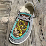 Sunflower Print Casual Flats