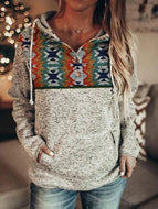 Printed Long Sleeve Pullover Hooded Sweatshirt Tops-4