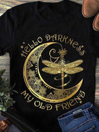 Moon Dragonfly Print Short-sleeved T-shirt