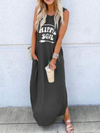 sleeveless letter casual dress