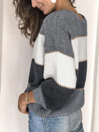 Casual Hit Color Crew Neck Sweater