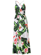 Bohemian Floral Sling Dress Seaside Beach V-Neck Women's Plus Size Robe Maxi Dresses