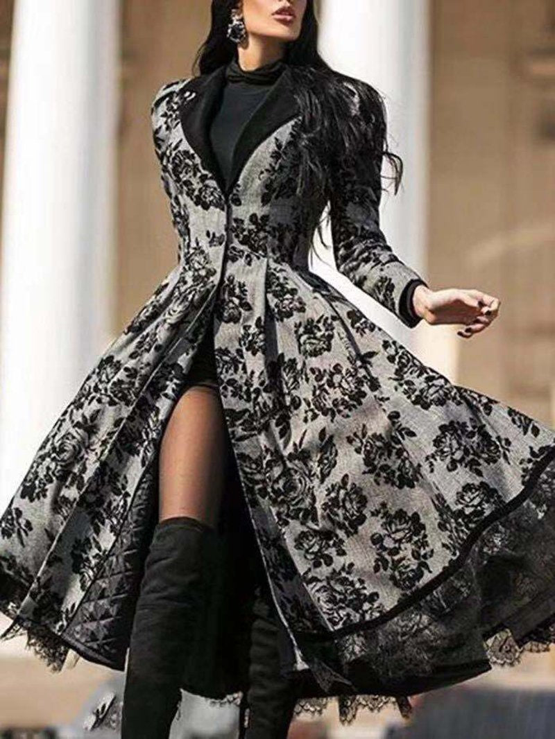 Lace stitching jacket plus size long skirt