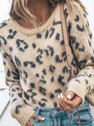 Leopard Sweater Women's Knitted Sweater