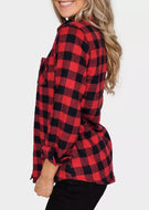 Plaid Pocket Turn-Down Collar Shirt