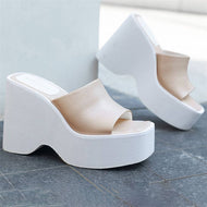 Wedge Heel Square Toe Sandals High Heel Fashion Comfortable New Slippers