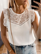 Ruffle Short Sleeve Lace Blouse