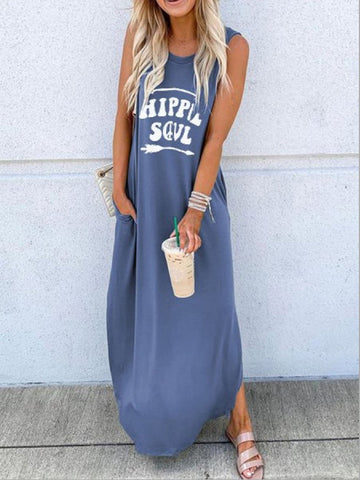 sleeveless letter casual dress