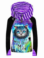 Cat Head Digital Print Hooded Long Sleeve Slim Women's Sweatshirt