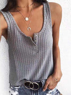 Printed Loose U-neck Casual Tank Top