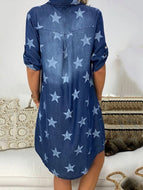 V-neck Pentagram Denim Dress