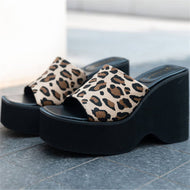 New Arrivals Slip-on Platform Leopard-print Plaid Sandals Plus Size Slippers