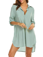 Spring/Summer Women's Deep V Fashion Beach Sunscreen Swimsuit Shirt Dress