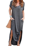 Hot Sale V Neck Pocket Slit Multicolor Dress