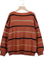 Autumn/Winter New Style Striped Stitching Long-sleeved Casual Loose Sweater