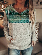 Printed Long Sleeve Pullover Hooded Sweatshirt Tops-7